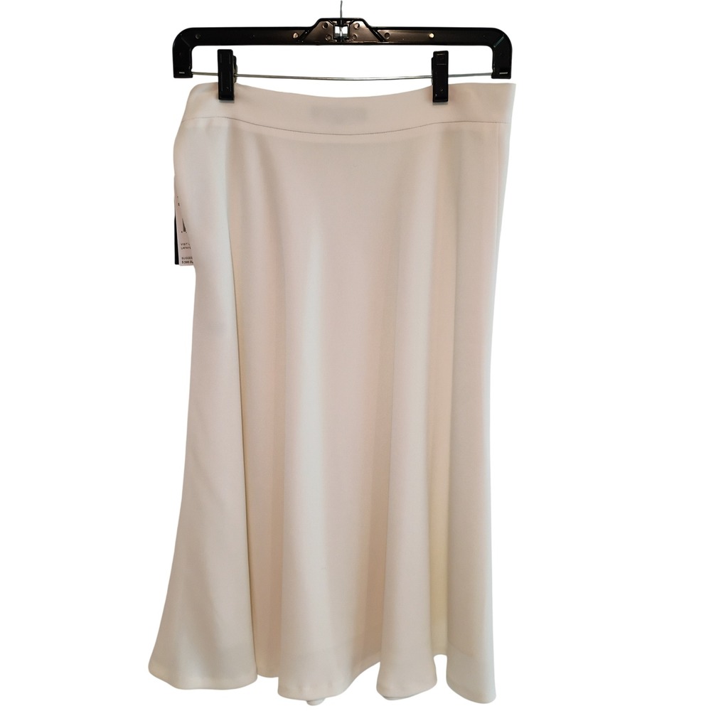 Lafayette 148 New York Cloud White A-Line Midi Skirt Petite 6 PSK94R-6147 NWT